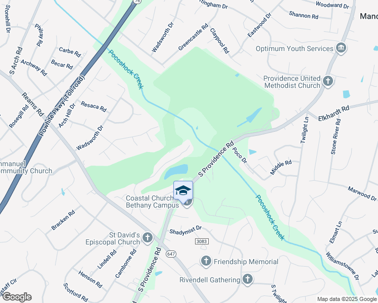 map of restaurants, bars, coffee shops, grocery stores, and more near 1209 Providence Knoll Drive in Richmond