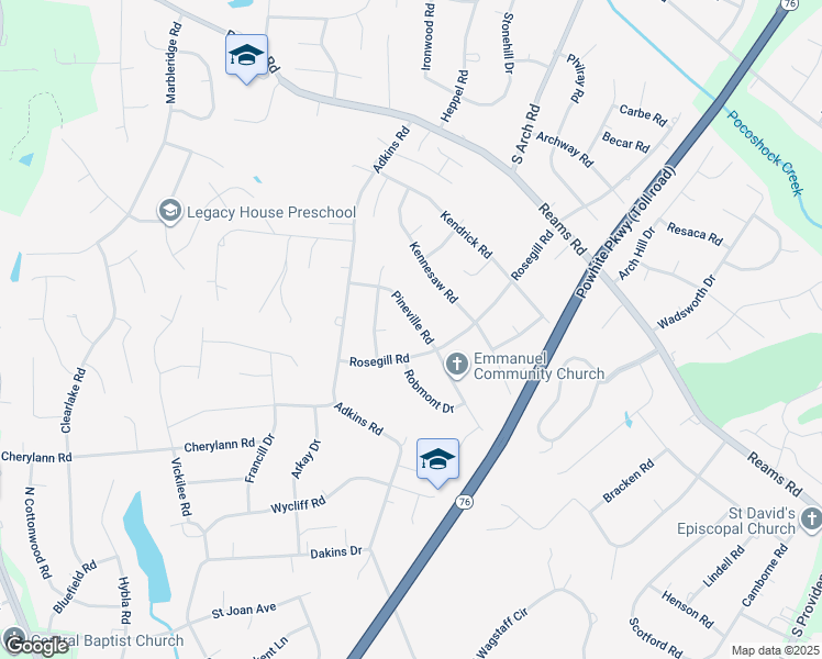 map of restaurants, bars, coffee shops, grocery stores, and more near 912 Pineville Road in Chesterfield County