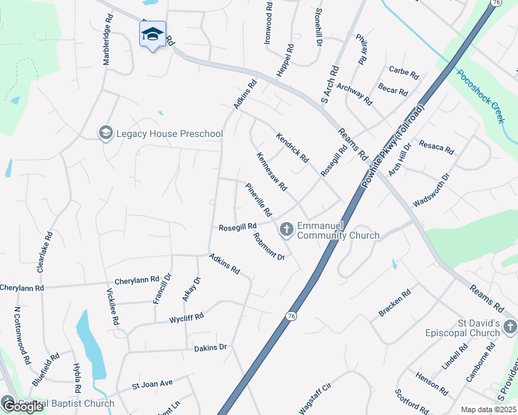 map of restaurants, bars, coffee shops, grocery stores, and more near 912 Pineville Road in Chesterfield County