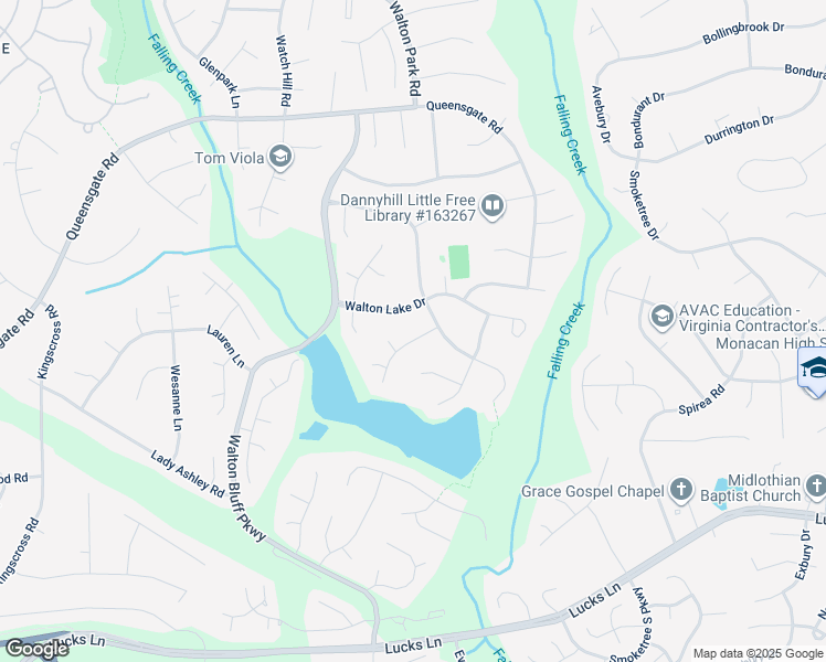 map of restaurants, bars, coffee shops, grocery stores, and more near 12804 Troon Bay Drive in Midlothian