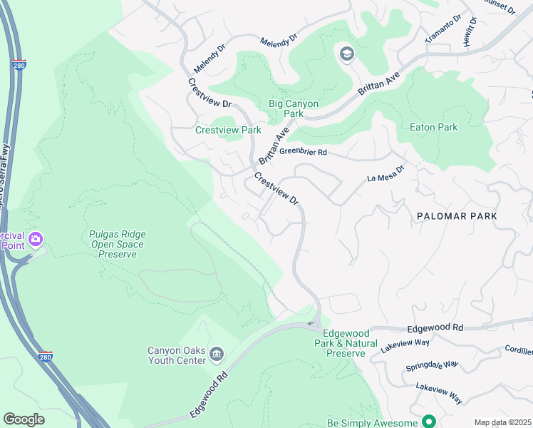 map of restaurants, bars, coffee shops, grocery stores, and more near 3323 La Mesa Drive in San Carlos