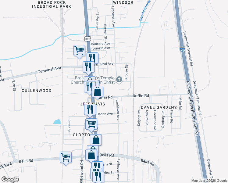 map of restaurants, bars, coffee shops, grocery stores, and more near 2317 Springs Road in Richmond