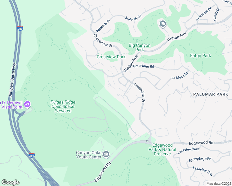 map of restaurants, bars, coffee shops, grocery stores, and more near 3350 La Mesa Drive in San Carlos