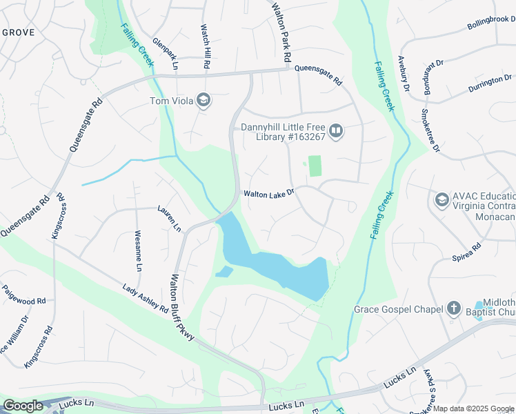 map of restaurants, bars, coffee shops, grocery stores, and more near 1305 Johanna Bay Court in Midlothian