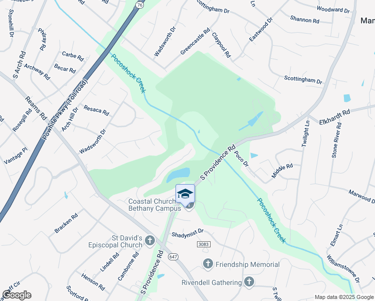 map of restaurants, bars, coffee shops, grocery stores, and more near 1208 Providence Knoll Drive in Richmond