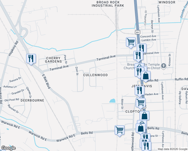 map of restaurants, bars, coffee shops, grocery stores, and more near in Richmond