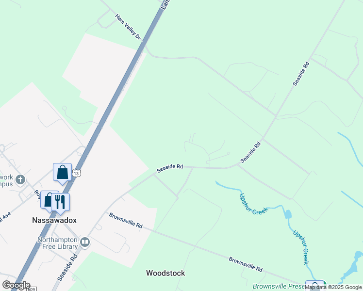 map of restaurants, bars, coffee shops, grocery stores, and more near 10468 Pine Tree Road in Nassawadox