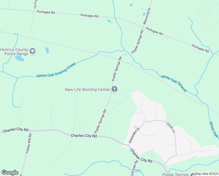 map of restaurants, bars, coffee shops, grocery stores, and more near 6720 Poplar Springs Road in Henrico