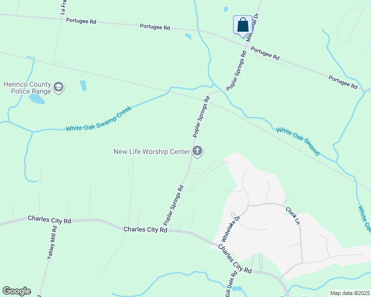 map of restaurants, bars, coffee shops, grocery stores, and more near 6720 Poplar Springs Road in Henrico