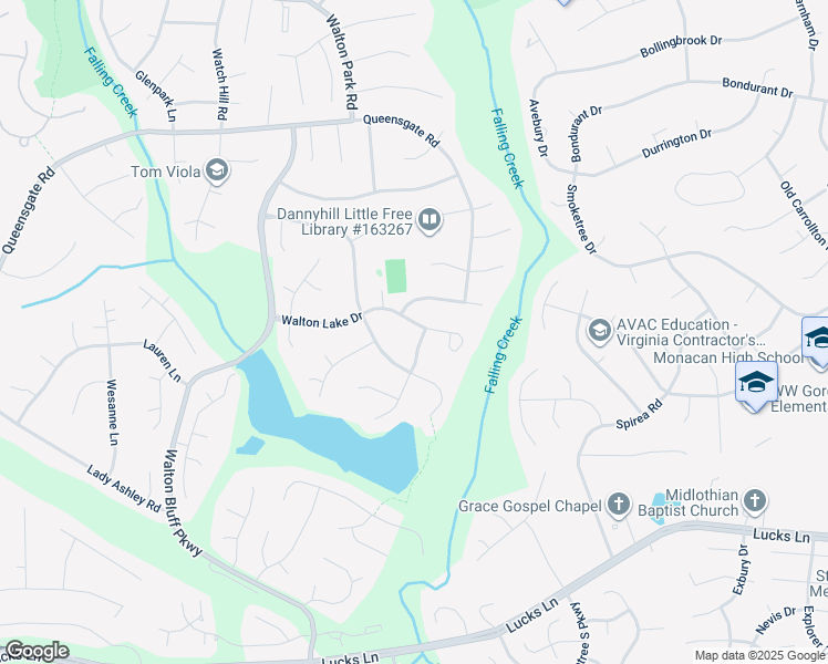map of restaurants, bars, coffee shops, grocery stores, and more near 1100 Port Elissa Landing in Midlothian