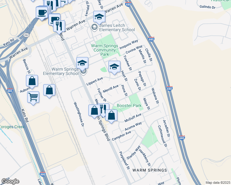map of restaurants, bars, coffee shops, grocery stores, and more near 47643 Gridley Court in Fremont