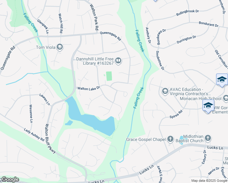 map of restaurants, bars, coffee shops, grocery stores, and more near 1100 Port Elissa Landing in Midlothian