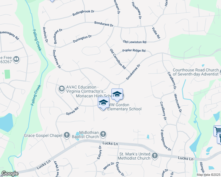 map of restaurants, bars, coffee shops, grocery stores, and more near 11605 Pleasantview Road in Chesterfield County