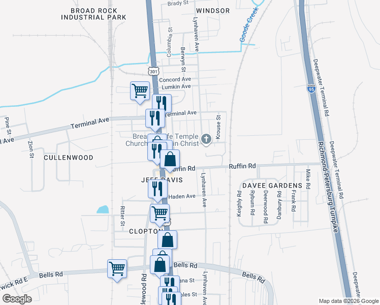 map of restaurants, bars, coffee shops, grocery stores, and more near 2317 Springs Road in Richmond