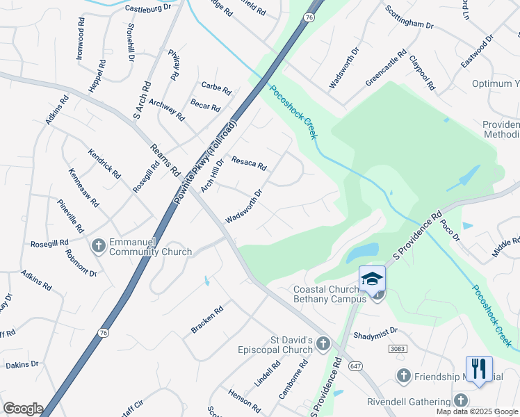 map of restaurants, bars, coffee shops, grocery stores, and more near 9013 Laureate Lane in Richmond
