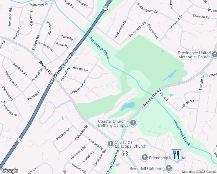 map of restaurants, bars, coffee shops, grocery stores, and more near 8905 Pepperidge Road in Richmond