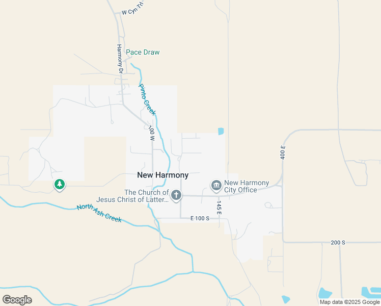 map of restaurants, bars, coffee shops, grocery stores, and more near East 200 North in New Harmony