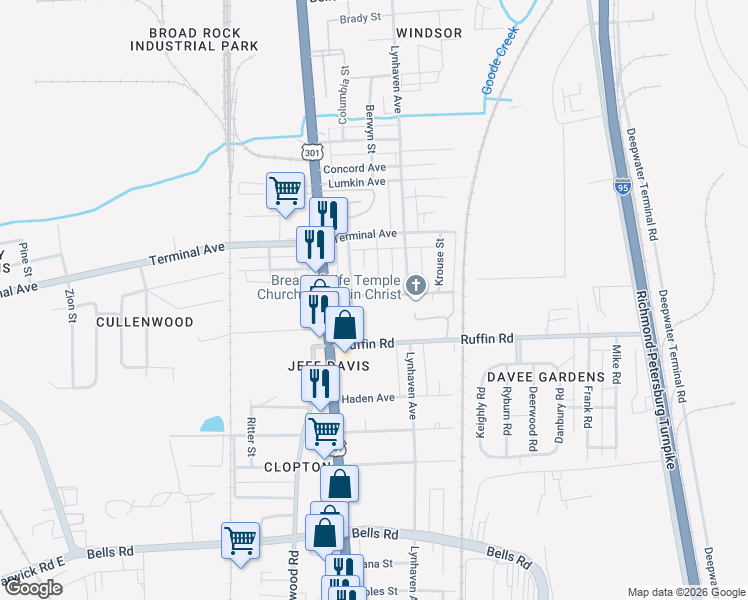 map of restaurants, bars, coffee shops, grocery stores, and more near 2317 Springs Road in Richmond