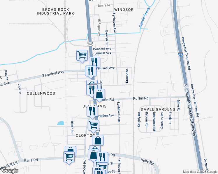 map of restaurants, bars, coffee shops, grocery stores, and more near 2312 Summer Hill Avenue in Richmond