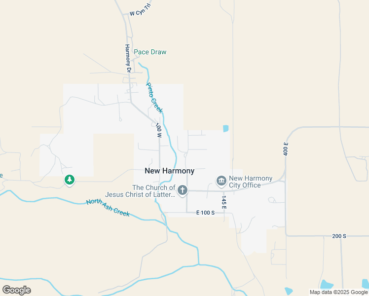 map of restaurants, bars, coffee shops, grocery stores, and more near East 200 North in New Harmony