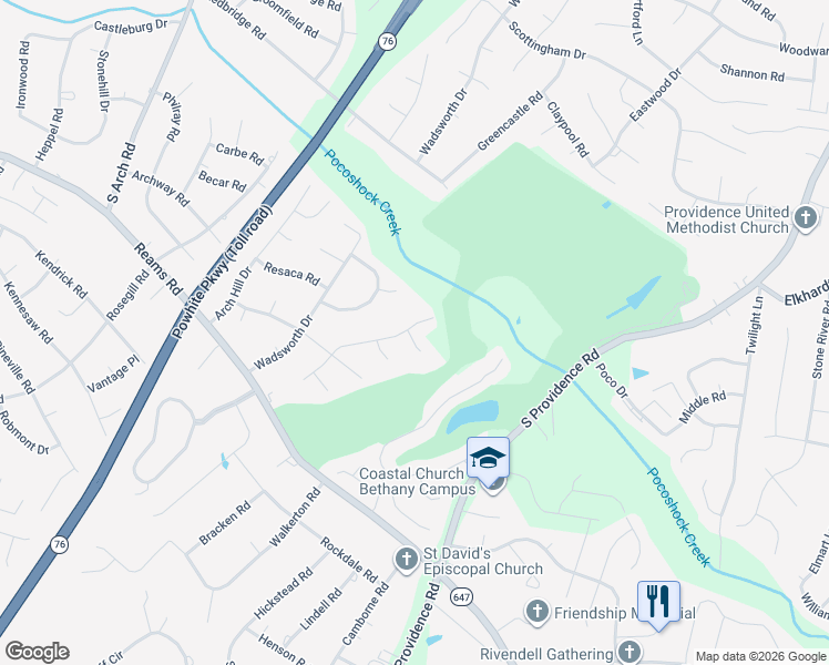 map of restaurants, bars, coffee shops, grocery stores, and more near 8905 Pepperidge Road in Richmond