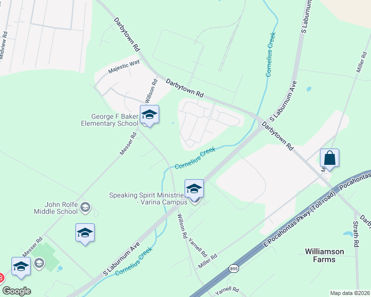 map of restaurants, bars, coffee shops, grocery stores, and more near 142 Township Boulevard in Henrico