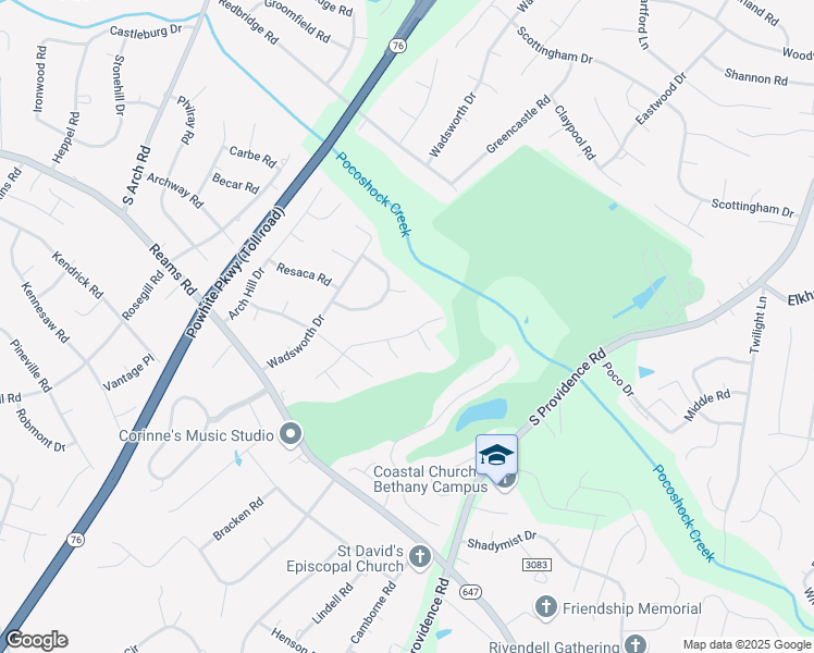 map of restaurants, bars, coffee shops, grocery stores, and more near 8900 Pepperidge Road in Richmond