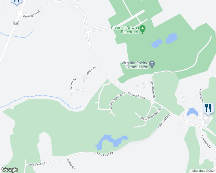 map of restaurants, bars, coffee shops, grocery stores, and more near 5848 Nandina Circle in Providence Forge