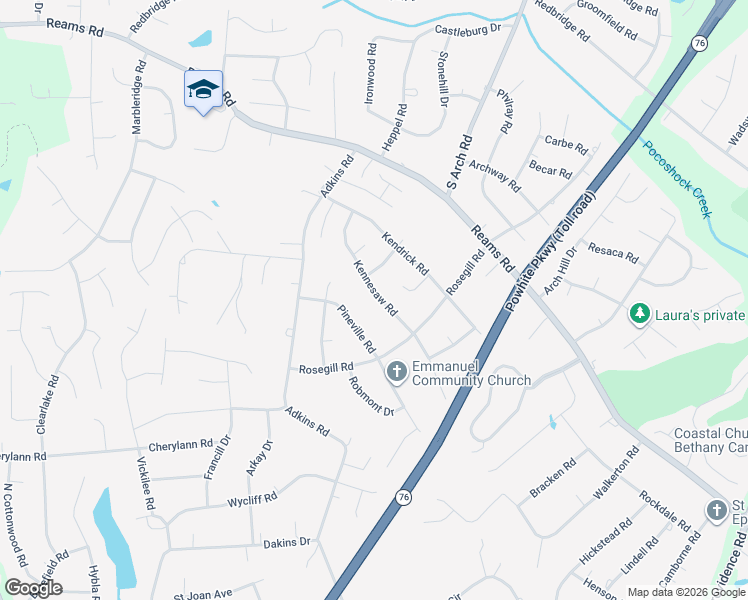 map of restaurants, bars, coffee shops, grocery stores, and more near 901 Pineville Road in Richmond