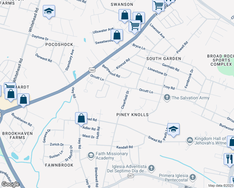 map of restaurants, bars, coffee shops, grocery stores, and more near 2348 Clearfield Street in Richmond
