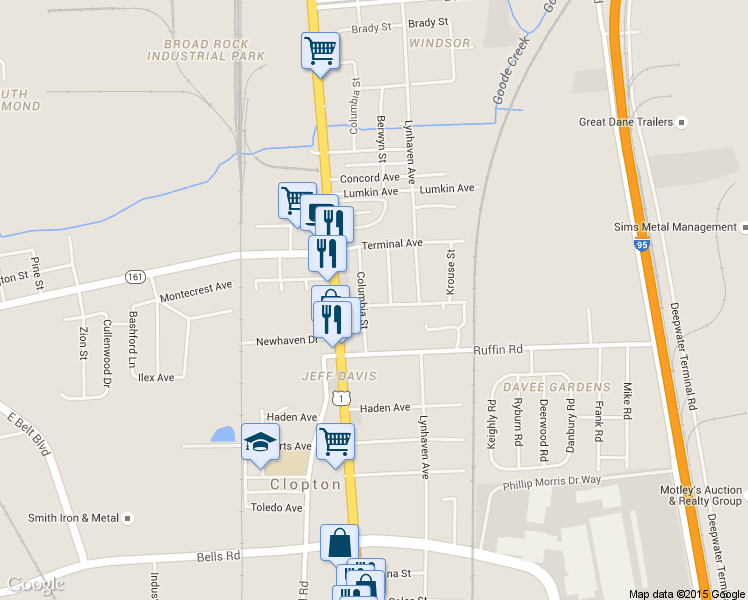 map of restaurants, bars, coffee shops, grocery stores, and more near 2403 Summer Hill Avenue in Richmond