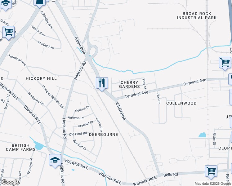 map of restaurants, bars, coffee shops, grocery stores, and more near 3409 Delano Street in Richmond