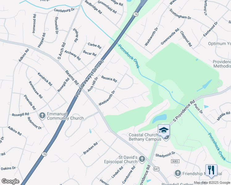map of restaurants, bars, coffee shops, grocery stores, and more near 1223 Wadsworth Drive in Rockwood