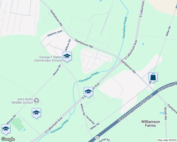 map of restaurants, bars, coffee shops, grocery stores, and more near 158 Township Boulevard in Henrico