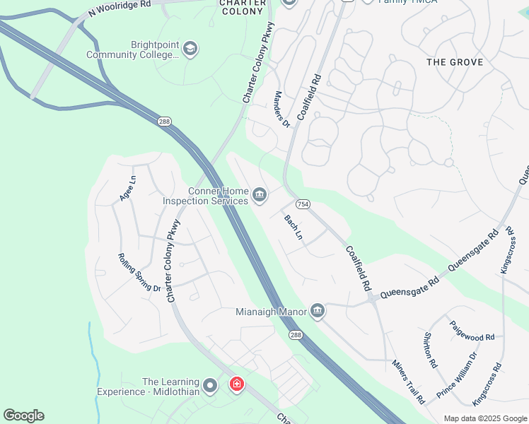 map of restaurants, bars, coffee shops, grocery stores, and more near 13912 Lothian Trail in Midlothian