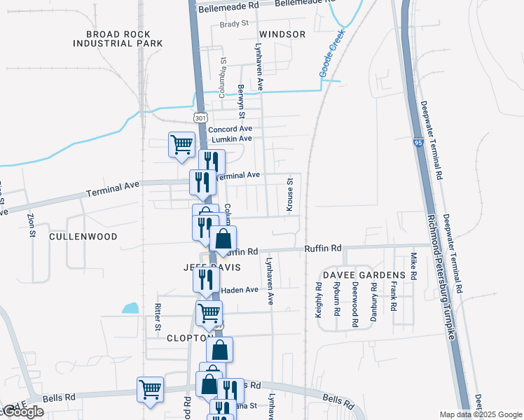 map of restaurants, bars, coffee shops, grocery stores, and more near 2301 Summer Hill Avenue in Richmond