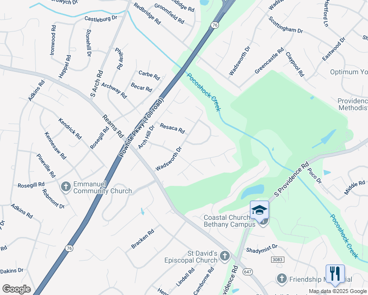 map of restaurants, bars, coffee shops, grocery stores, and more near 1217 Wadsworth Drive in Rockwood
