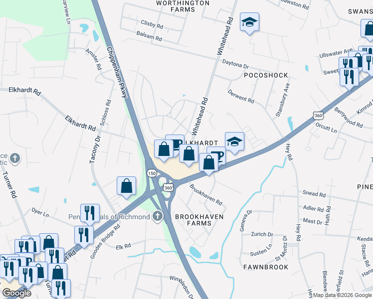 map of restaurants, bars, coffee shops, grocery stores, and more near in Richmond
