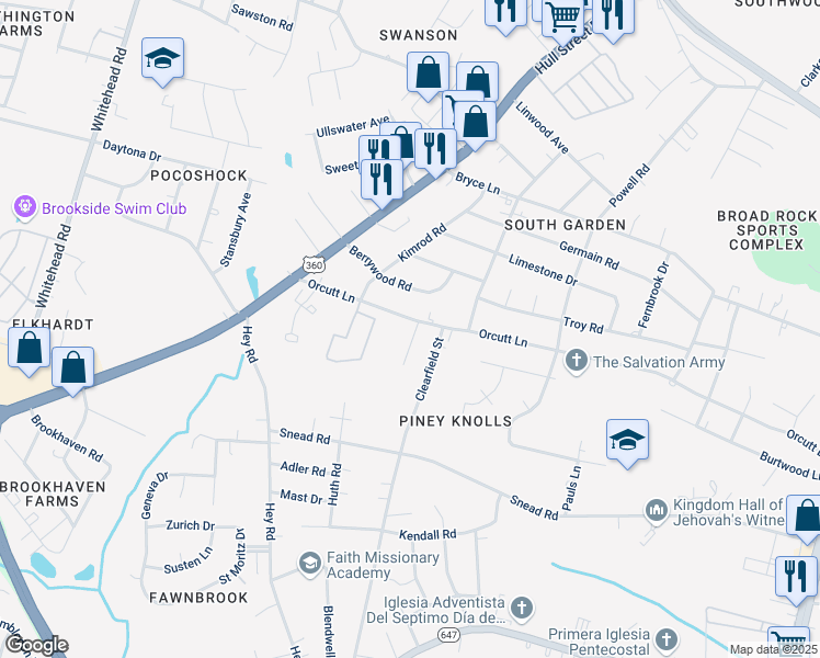 map of restaurants, bars, coffee shops, grocery stores, and more near 2306 Sara Lane in Richmond