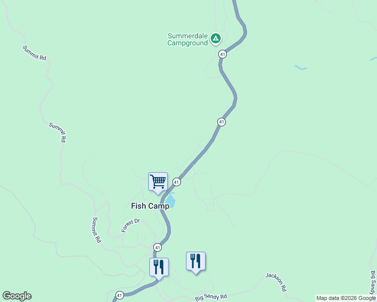 map of restaurants, bars, coffee shops, grocery stores, and more near 7740 Pine Avenue in Fish Camp