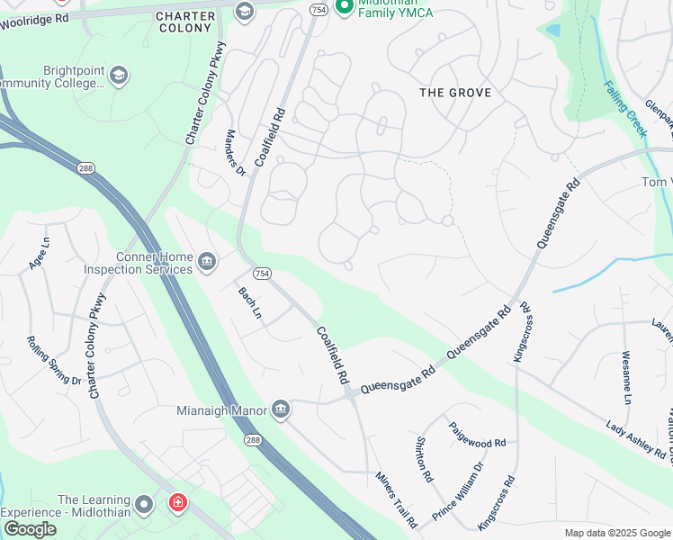 map of restaurants, bars, coffee shops, grocery stores, and more near 1401 Goswick Ridge Road in Midlothian