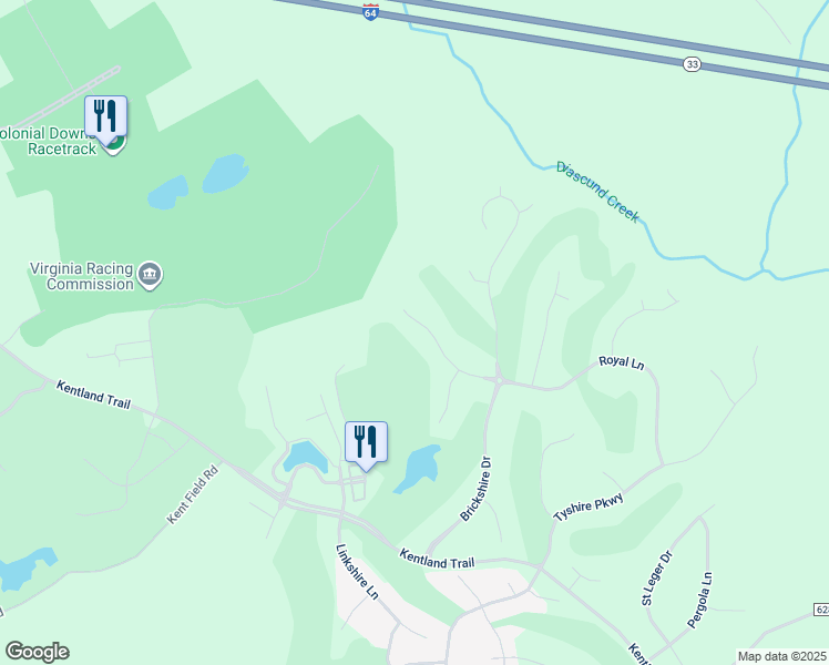 map of restaurants, bars, coffee shops, grocery stores, and more near 11141 Royal Lane in Providence Forge