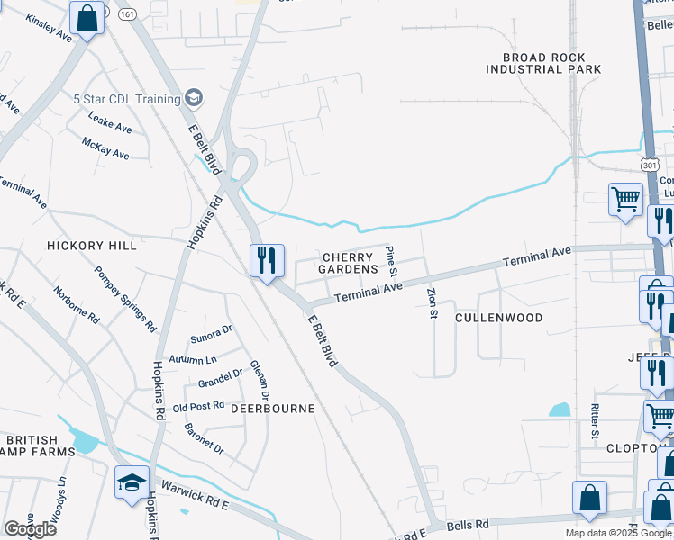 map of restaurants, bars, coffee shops, grocery stores, and more near 3316 Irvington Street in Richmond