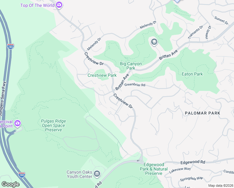 map of restaurants, bars, coffee shops, grocery stores, and more near 1115 Crestview Drive in San Carlos