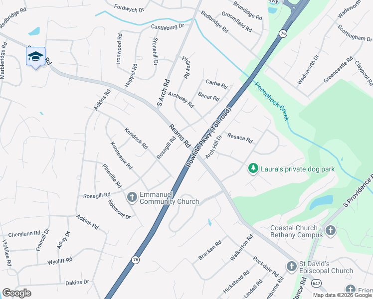 map of restaurants, bars, coffee shops, grocery stores, and more near 9363 Reams Road in Richmond