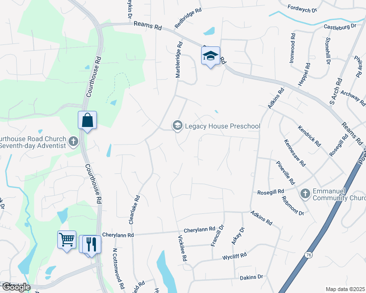 map of restaurants, bars, coffee shops, grocery stores, and more near 701 Marblethorpe Road in Chesterfield County