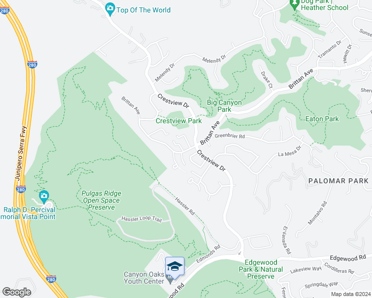 map of restaurants, bars, coffee shops, grocery stores, and more near 1106 Royal Lane in San Carlos