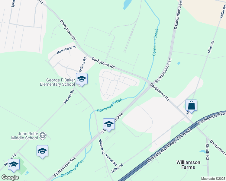 map of restaurants, bars, coffee shops, grocery stores, and more near 2112 New Market Village Boulevard in Henrico