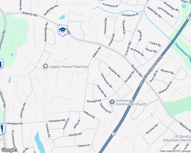 map of restaurants, bars, coffee shops, grocery stores, and more near 600 Whiffletree Road in Chesterfield County