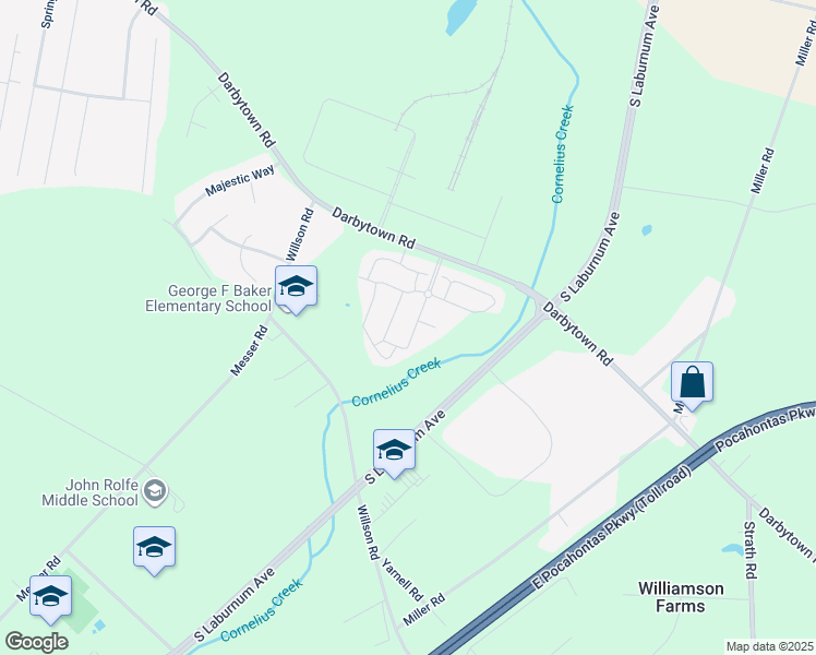 map of restaurants, bars, coffee shops, grocery stores, and more near 2112 New Market Village Boulevard in Henrico